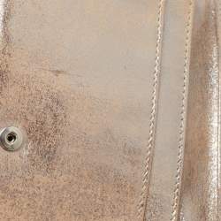 Pre Owned Balenciaga Beige/Silver Shimmer Leather Milkyway Papier Flap Wallet