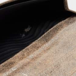 Pre Owned Balenciaga Beige/Silver Shimmer Leather Milkyway Papier Flap Wallet