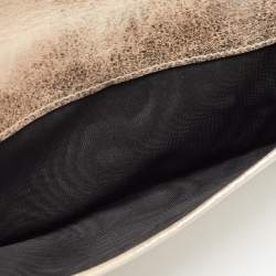 Pre Owned Balenciaga Beige/Silver Shimmer Leather Milkyway Papier Flap Wallet