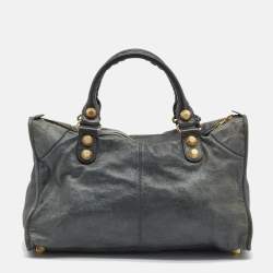Pre Owned Balenciaga Grey Leather Classic GGH Work Bag