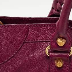 Pre Owned Balenciaga Burgundy Leather RGH Classic City Tote