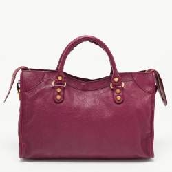 Pre Owned Balenciaga Burgundy Leather RGH Classic City Tote
