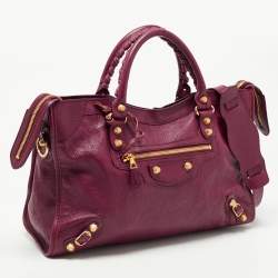 Pre Owned Balenciaga Burgundy Leather RGH Classic City Tote