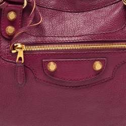 Pre Owned Balenciaga Burgundy Leather RGH Classic City Tote