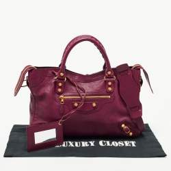 Pre Owned Balenciaga Burgundy Leather RGH Classic City Tote