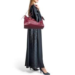 Pre Owned Balenciaga Burgundy Leather RGH Classic City Tote