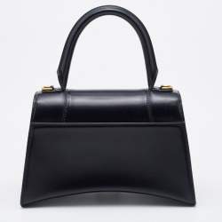 Pre Owned Balenciaga Black Leather Small Hourglass Box Top Handle Bag