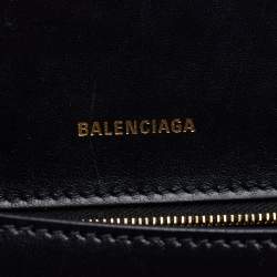 Pre Owned Balenciaga Black Leather Small Hourglass Box Top Handle Bag
