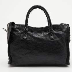 Pre Owned Balenciaga Black Leather Small Classic City RH Tote