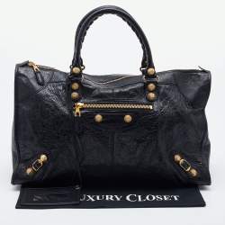 Pre Owned Balenciaga Black Leather RH Work Tote