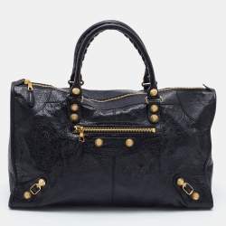 Pre Owned Balenciaga Black Leather RH Work Tote
