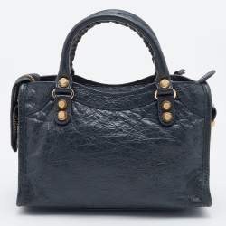 Pre Owned Balenciaga Anthracite Leather Mini RH City Tote