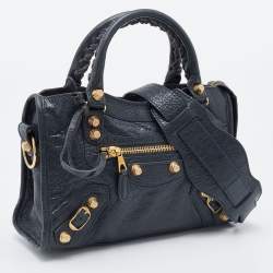 Pre Owned Balenciaga Anthracite Leather Mini RH City Tote