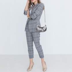 Pre Owned Balenciaga Silver Leather XS Le Cagole Chain Shoulder Bag