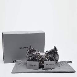 Pre Owned Balenciaga Silver Leather XS Le Cagole Chain Shoulder Bag