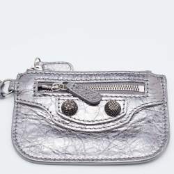 Pre Owned Balenciaga Silver Leather XS Le Cagole Chain Shoulder Bag