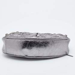 Pre Owned Balenciaga Silver Leather XS Le Cagole Chain Shoulder Bag