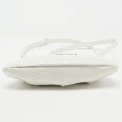 Pre Owned Balenciaga White Crocodile Embossed Leather XS Cloud Clutch Bag