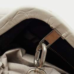 Pre Owned Balenciaga White Crocodile Embossed Leather XS Cloud Clutch Bag