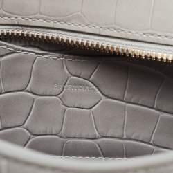 Pre Owned Balenciaga Grey Croc Embossed Leather Mini Neo Classic Bag