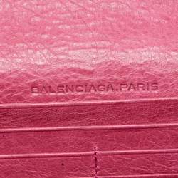 Pre Owned Balenciaga Fuchsia Leather Classic Continental Wallet