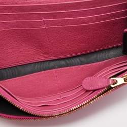 Pre Owned Balenciaga Fuchsia Leather Classic Continental Wallet