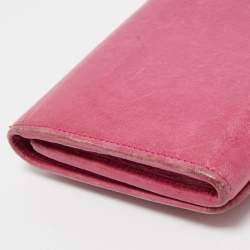 Pre Owned Balenciaga Fuchsia Leather Classic Continental Wallet