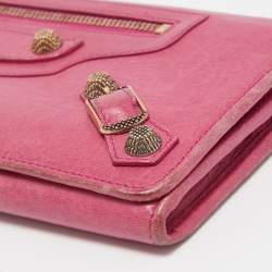 Pre Owned Balenciaga Fuchsia Leather Classic Continental Wallet
