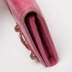 Pre Owned Balenciaga Fuchsia Leather Classic Continental Wallet