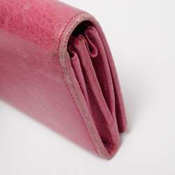 Pre Owned Balenciaga Fuchsia Leather Classic Continental Wallet