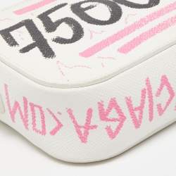 Pre Owned Balenciaga White Graffiti Leather Everyday Crossbody Bag