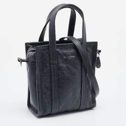 Pre Owned Balenciaga Grey Leather XS Bazar Shopper Tote