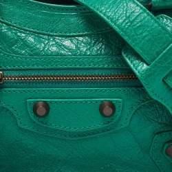 Pre Owned Balenciaga Green Leather Mini RH Classic City Bag