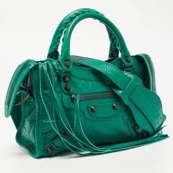 Pre Owned Balenciaga Green Leather Mini RH Classic City Bag