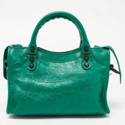 Pre Owned Balenciaga Green Leather Mini RH Classic City Bag