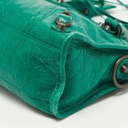 Pre Owned Balenciaga Green Leather Mini RH Classic City Bag
