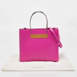 Pre Owned Balenciaga Magenta Leather Small Cable Shopper Tote