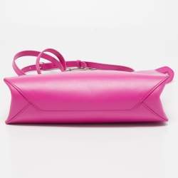 Pre Owned Balenciaga Magenta Leather Small Cable Shopper Tote