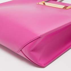 Pre Owned Balenciaga Magenta Leather Small Cable Shopper Tote