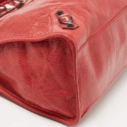 Pre Owned Balenciaga Red Leather RH City Tote