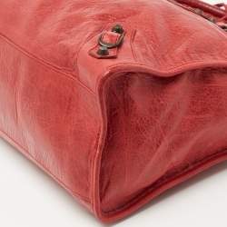 Pre Owned Balenciaga Red Leather RH City Tote