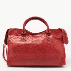 Pre Owned Balenciaga Red Leather RH City Tote