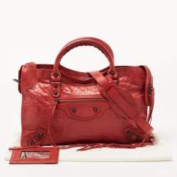 Pre Owned Balenciaga Red Leather RH City Tote