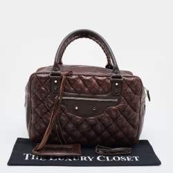 Pre Owned Balenciaga Brown Quilted Matelassé Leather MM Bag