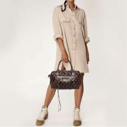 Pre Owned Balenciaga Brown Quilted Matelassé Leather MM Bag
