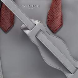 Pre Owned Balenciaga Grey Leather and Lizard Mini Padlock All Afternoon Tote