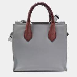 Pre Owned Balenciaga Grey Leather and Lizard Mini Padlock All Afternoon Tote