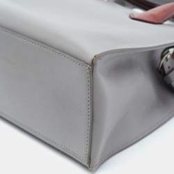 Pre Owned Balenciaga Grey Leather and Lizard Mini Padlock All Afternoon Tote