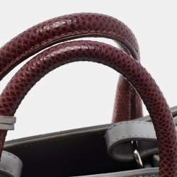 Pre Owned Balenciaga Grey Leather and Lizard Mini Padlock All Afternoon Tote