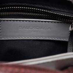 Pre Owned Balenciaga Grey Leather and Lizard Mini Padlock All Afternoon Tote